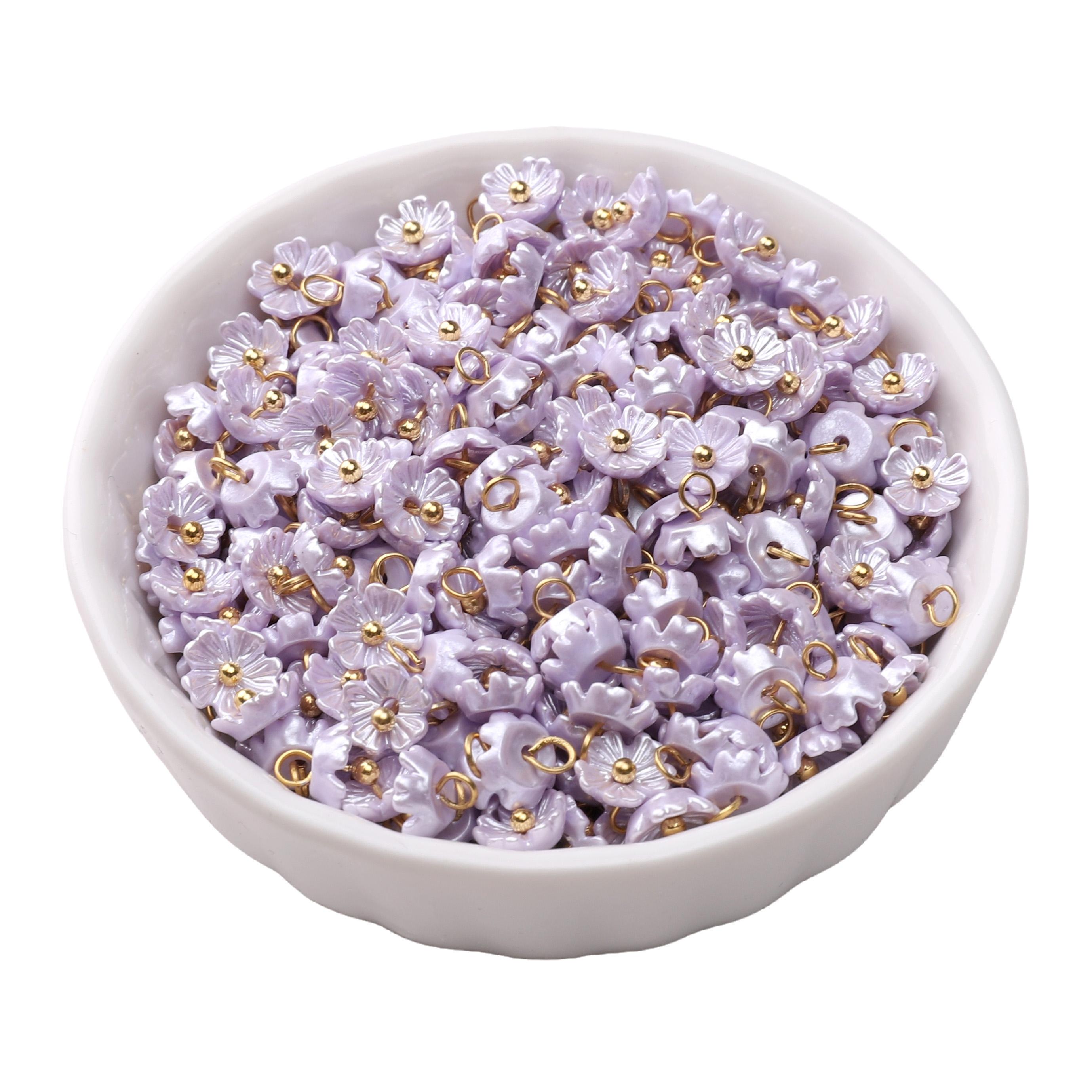 

Смоляные шармы Имитация жемчуга Сохраняющий Мини-подвеска с цветком Для аксессуаров для изготовления ювелирных изделий 02 7mm фиолетовый