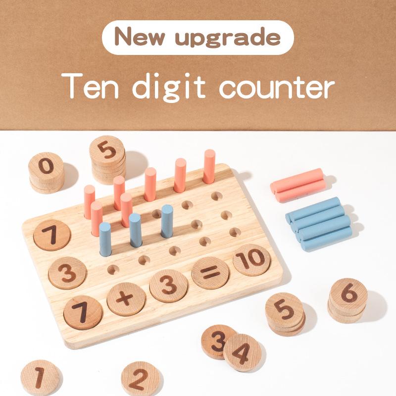 Ten-Grid Array Number Sense Enlightenment Teaching Aids, Addition And Subtraction Arithmetic Children'S Math Pairing Arithmetic Board Wooden Toy