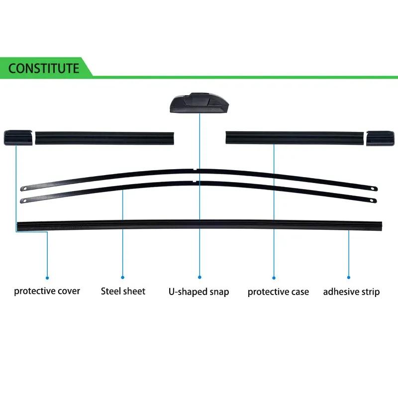 For Citroen C3 MK1 2002-2009 Car Wiper U-type Soft Rubber Boneless Wiper HD Quiet Durable Automotive Wiper replacement three rub