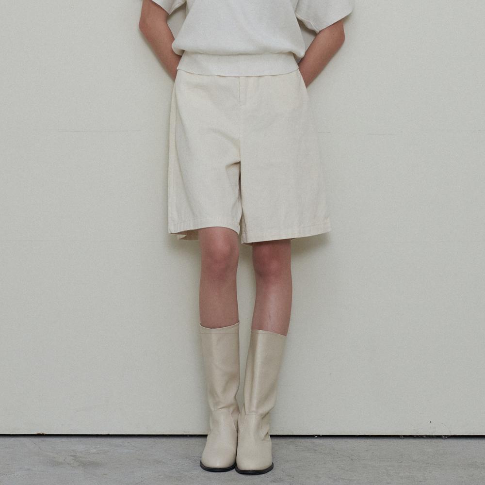 LE STUDIO Comfort Corduroy Shorts_Cream