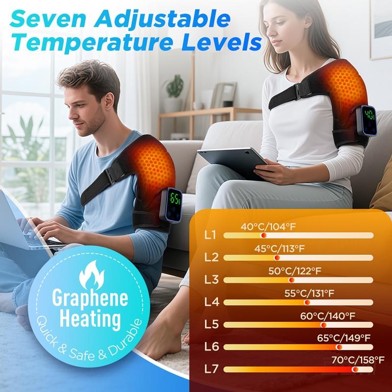 Portable Electric Shoulder Massager with Vibration and Graphene Heating Wireless APP Control Hot Compress Therapy Pad Removable Design