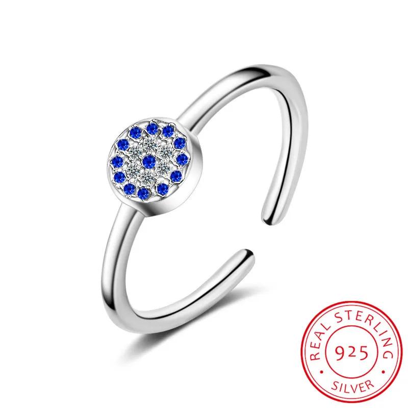 New Promotion Anel Masculino Ring Evil of Eye Ring 925 Sterling Open Ring Evil of Eyes Sliver Adjustable Finger For Women