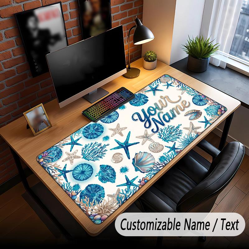 Fish Ocean Theme Custom Mouse Pad Personalized With Name Text Customized Desk Mat For Office Home Decor