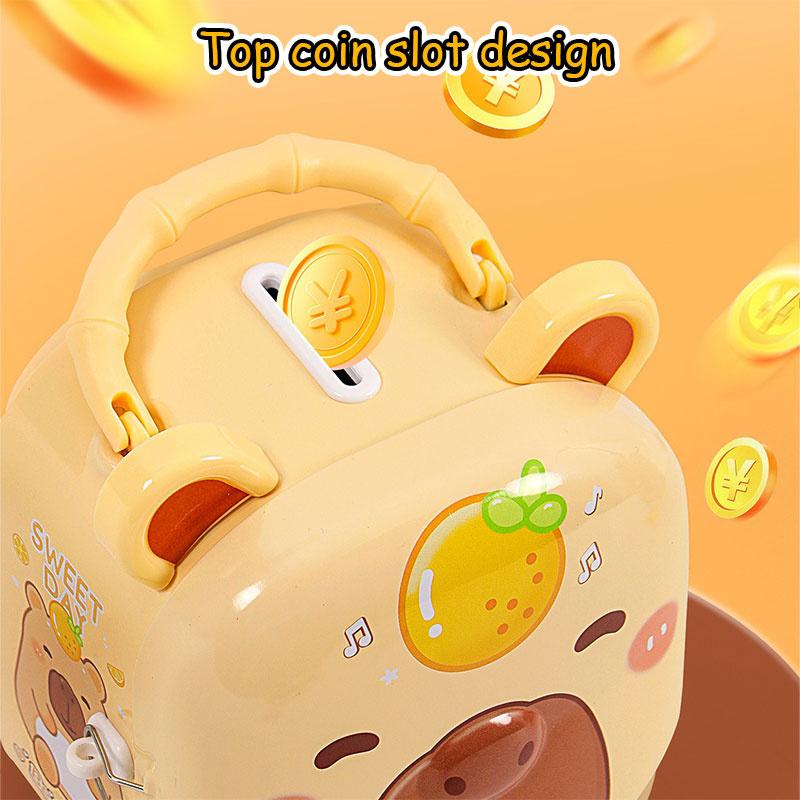 Capybara Piggy Bank, Cute & Lockable Metal Storage Box For Kids & Students, Cute Animal Desktop Ornament Decoration