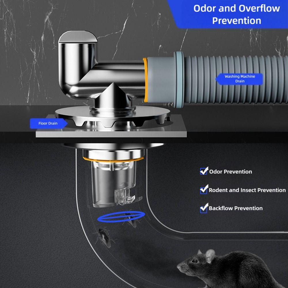Black Silver Floor Drain Cover Snap Joint Double Purpose Multifunctional Tee Connector Anti-Overflow Insect Prevention