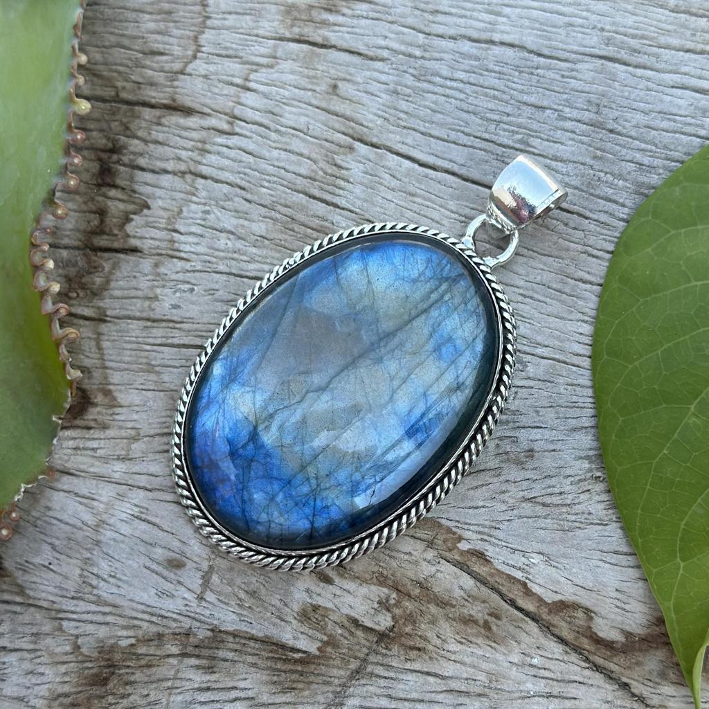 abradorite Gemstone Handmade 925 Sterling Silver Pendant, Natural Blue Shiny Fire Labradorite Jewelry Pendant Gift For Mother