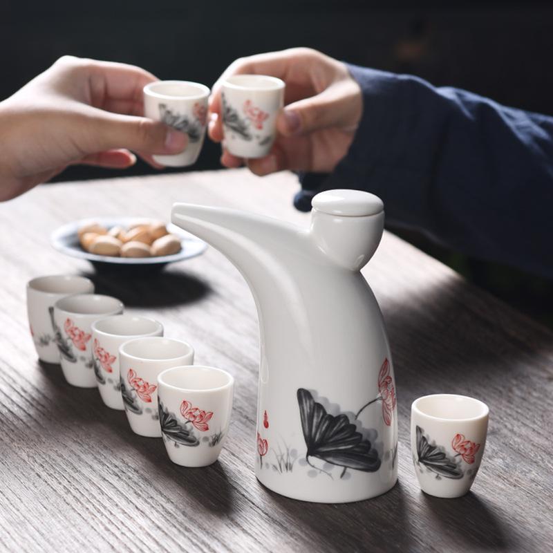 Ceramic Wine Set Half A Catty Small Wine Jug Wine Dispenser Baijiu Cup Yellow Wine Cup Chinese Sake Customization