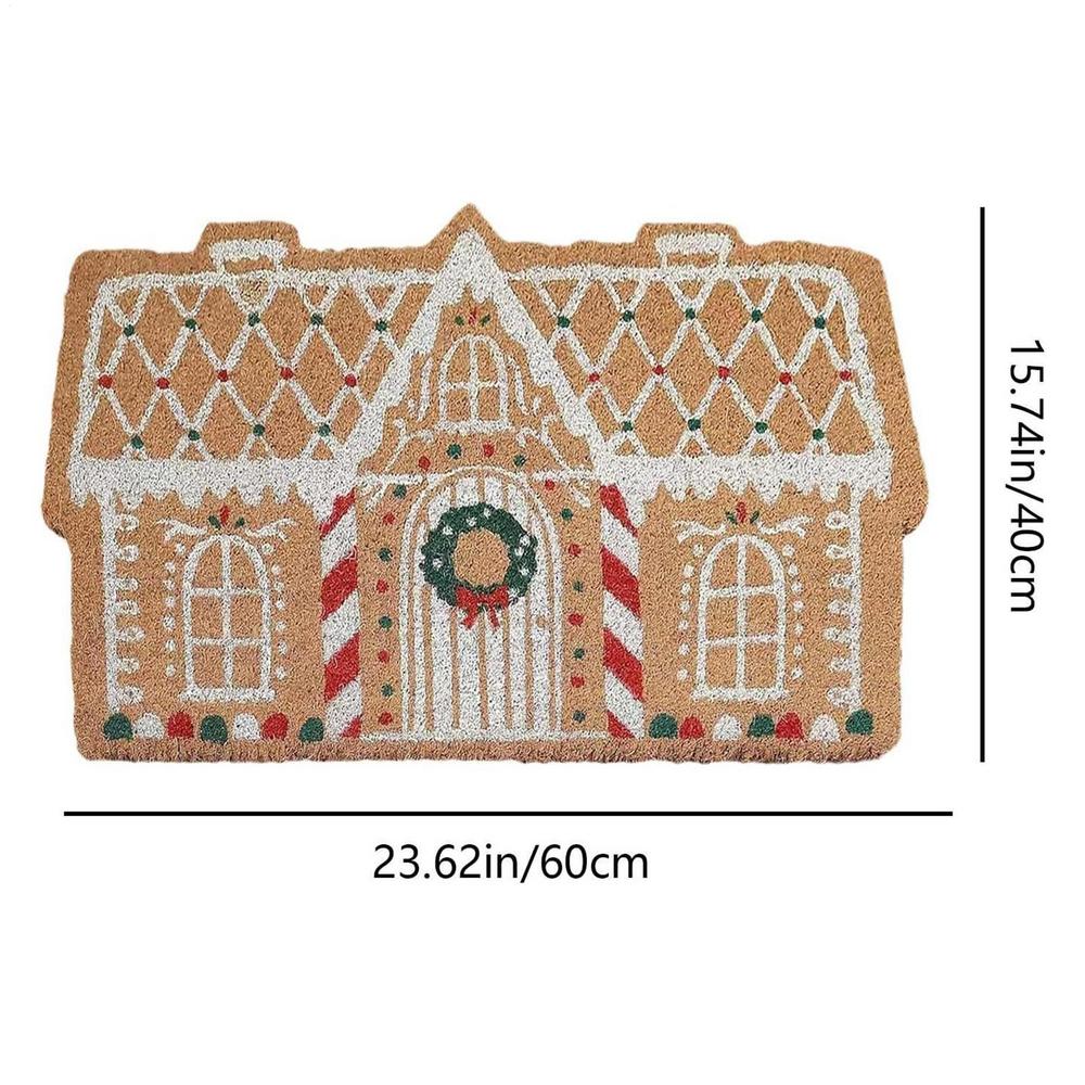 Christmas Entry Rug Entrance Mat Non Slip Gingerbread House Door Mat for Shower Floor Living Room Kitchen Porch Indoor Bathroom
