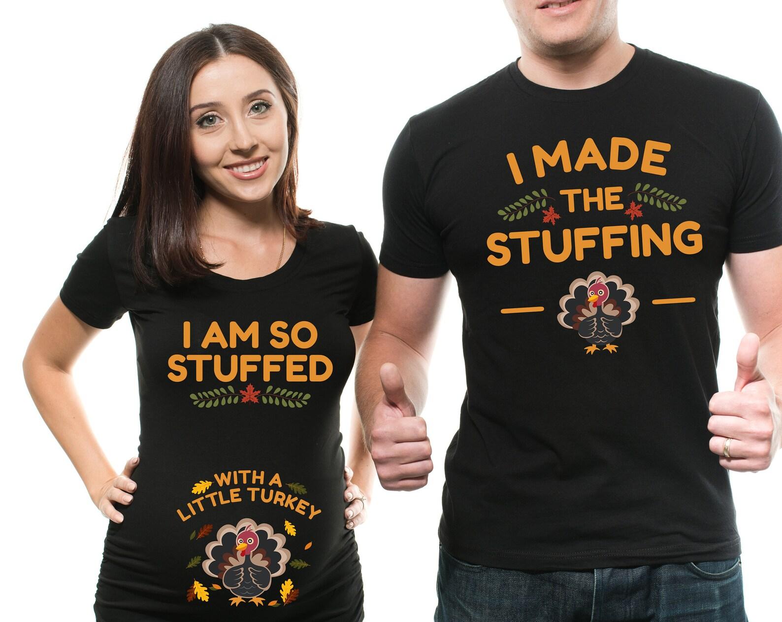 Thanksgiving Pregnancy Announcement Matching Couple Shirts 4XL