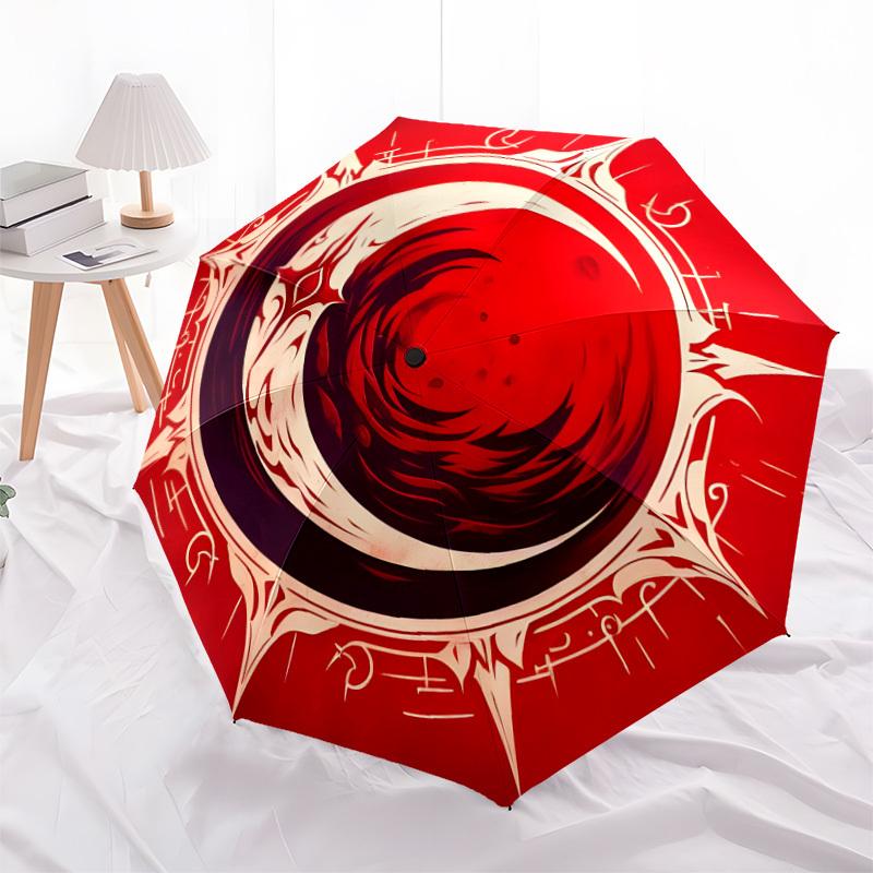 1pc Blood Moon Symbol Umbrella with Plastic Handle,Suitable for All Seasons Home Travel Outdoor UmbrellaDD1052
