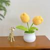 Tulipas de crochê de flores tecidas à mão Girassol Lótus Feito à mão em lã tricotada em vaso Produto acabado Decoração de mesa Ornamento