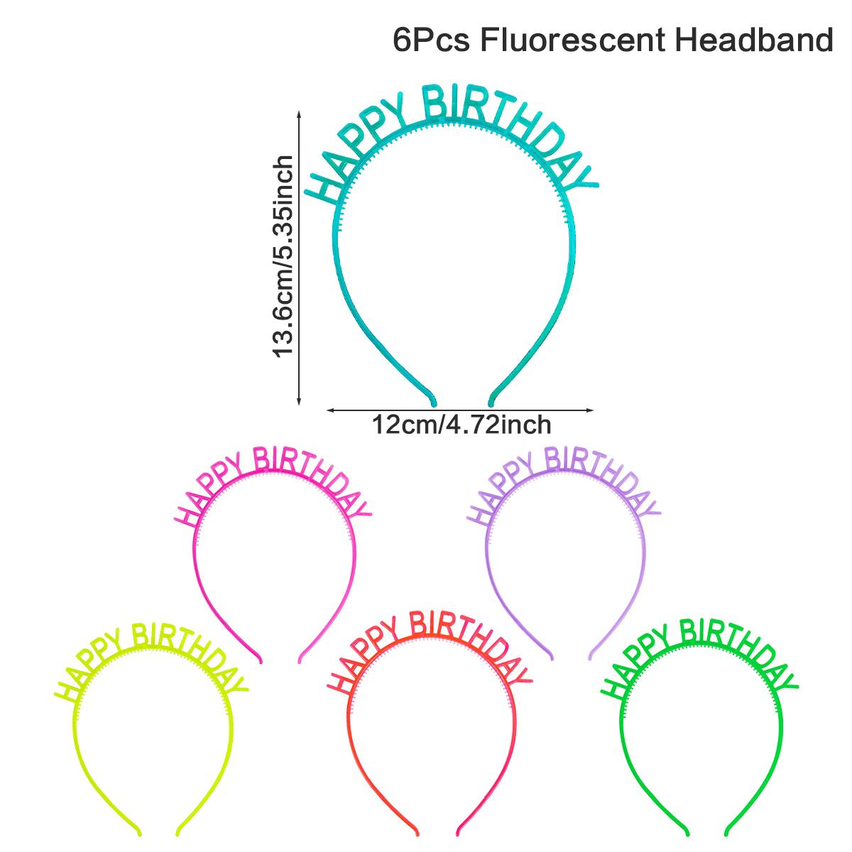 

6PCS Glow Party Supplies Luminous Headband Glow in the Dark Birthday Party Decoration Hair Accessories Fluorescent Hair Bands