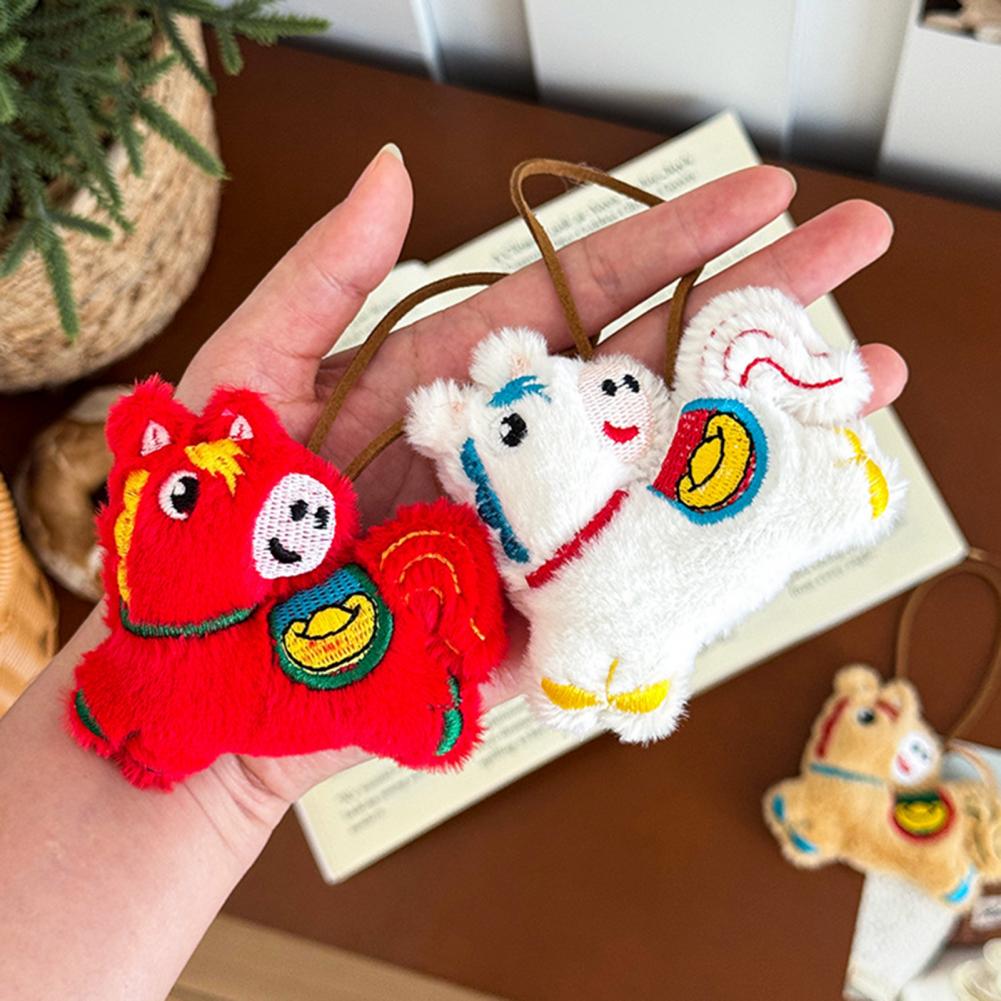 Soft Plush Ornament Horse-shaped Christmas Decoration Plush Horse-shaped Christmas Tree Decoration with Lanyard Festive Holiday