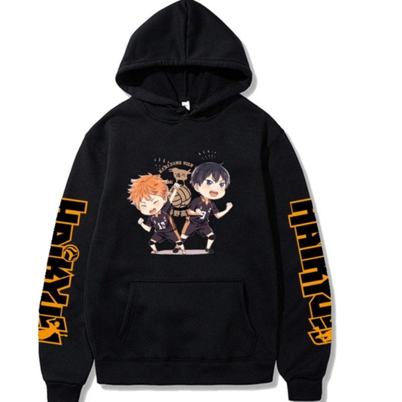 Japan Anime Haikyuu Shoyo Hinata and Tobio Kageyama Graphic Printed Hooded Men Women Manga Hoodies Casual Pullover Sweatshirt
