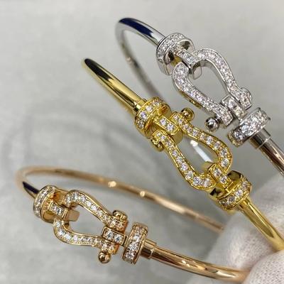 Náramek s podkovovou sponou ve tvaru U s tažným kroužkem Jednoduchý a módní Všestranný Celý diamant