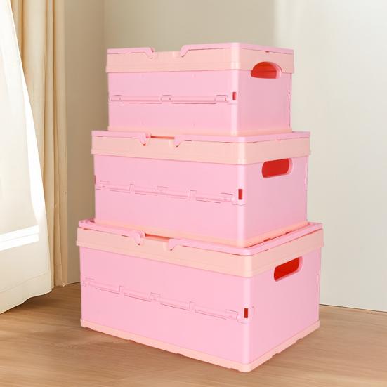 Foldable Storage Box with Cover Handle Design Large Capacity Stackable