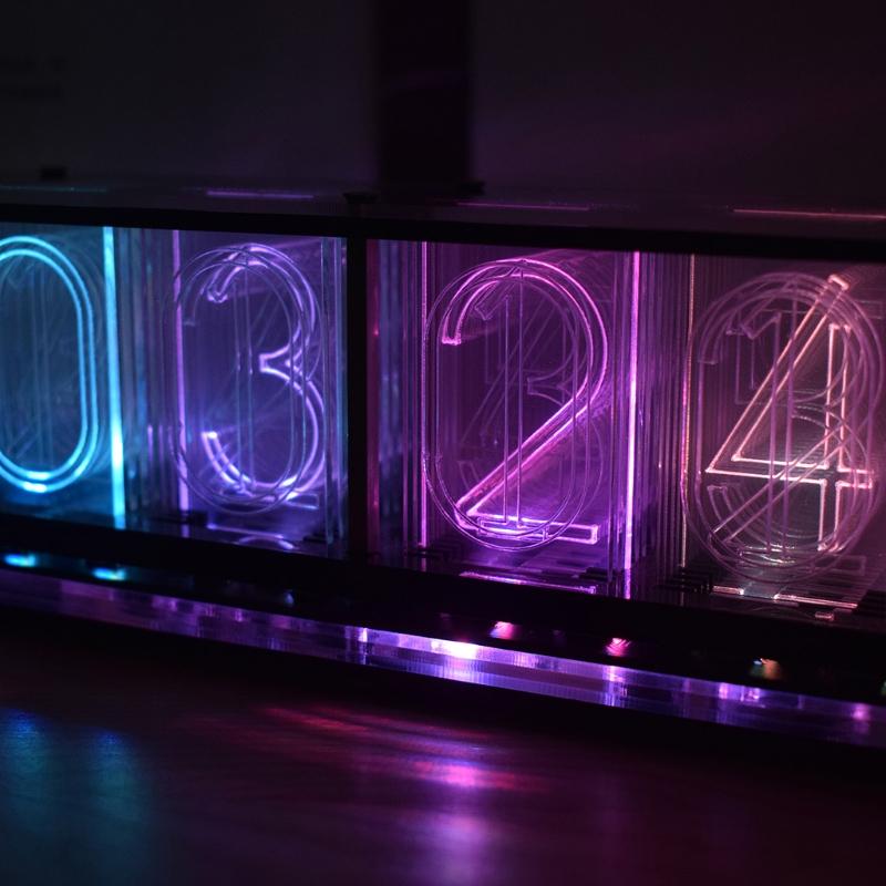 Imitate Full Color RGB Glow Tube Clock LED Music Spectrum DIY Kits Decoration Gift Night Light Atmosphere Light