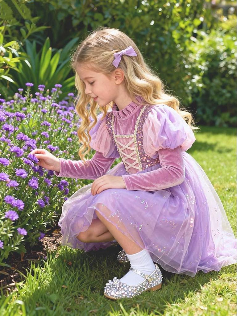 Elsa Princess Dress for Girls - Spring/Autumn Birthday Puffy Skirt