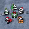 Christmas panda brooch, cute animals, Christmas tree, holiday gift box metal badge, back packaging accessories