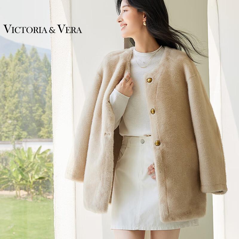 

VICTORIA&VERA Women s Faux Fur Long Coat M