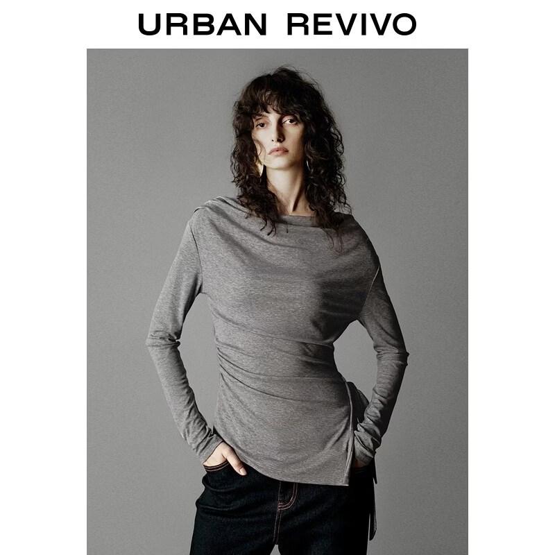 UR Women s Pleated Lace-up Waist T-Shirt L