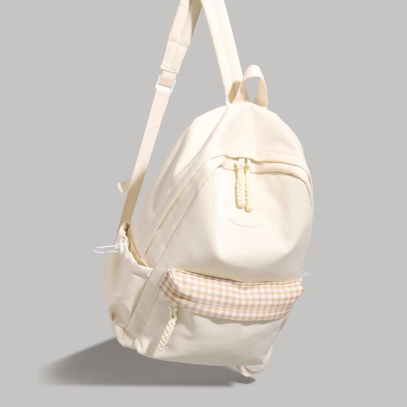 Solid Color High-value Backpack Women's 2025 Summer New Large-capacity Korean Versatile Junior High School Student Schoolbag