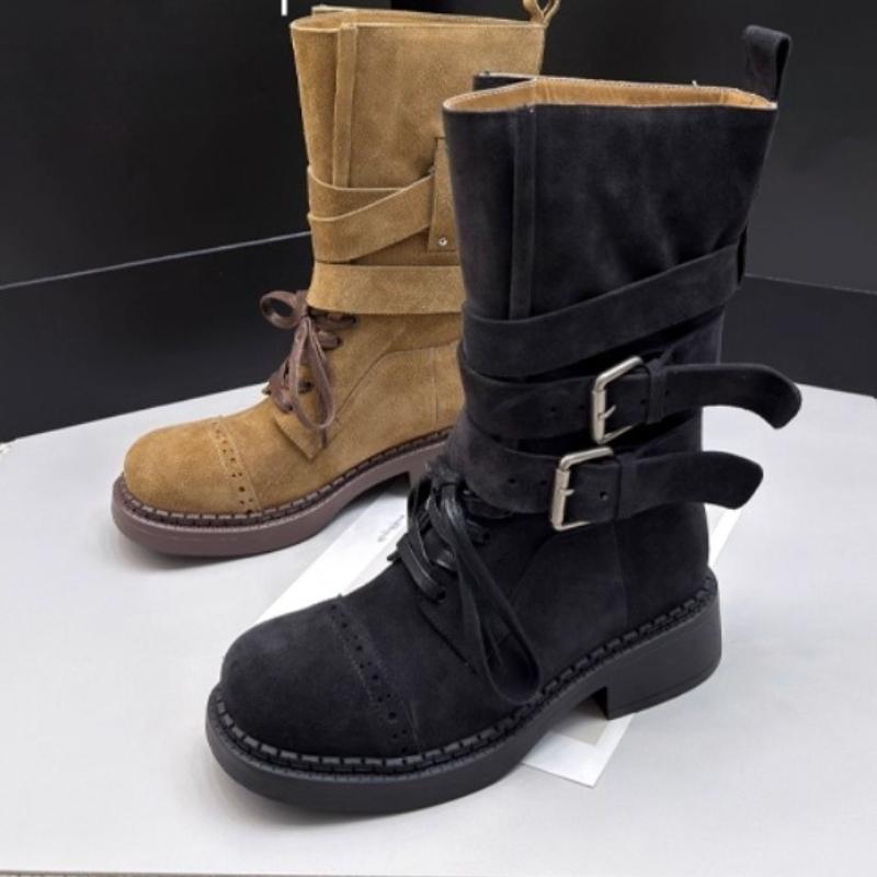 

Модные женские ботинки из искусственной замши высокого качества, в стиле ретро, с двойной широкой пряжкой-ремнем, шнуровкой, лоскутным дизайном, на платформе, модные ботильоны 43 чёрный