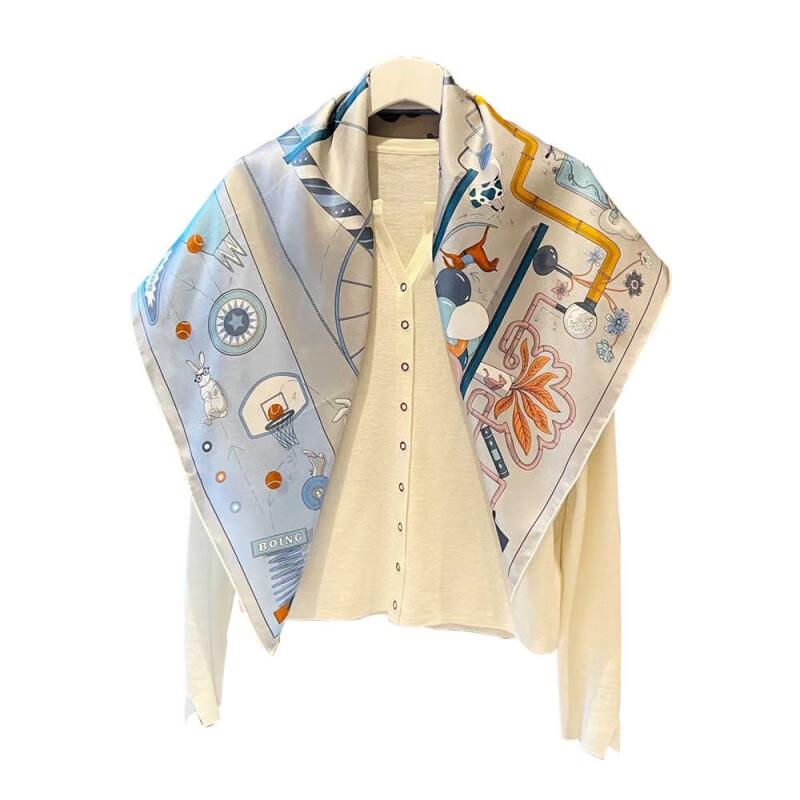 NINA SOLOR Playful Afternoon Tea Twill Silk Scarf