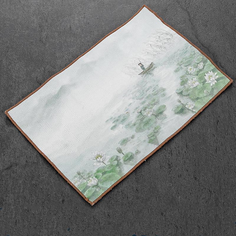 Chinese Persimmon Pattern Thickened Tea Towel Plush Imitation Deerskin Cloth Table Mats Absorbent Water Rag Tea Napkins