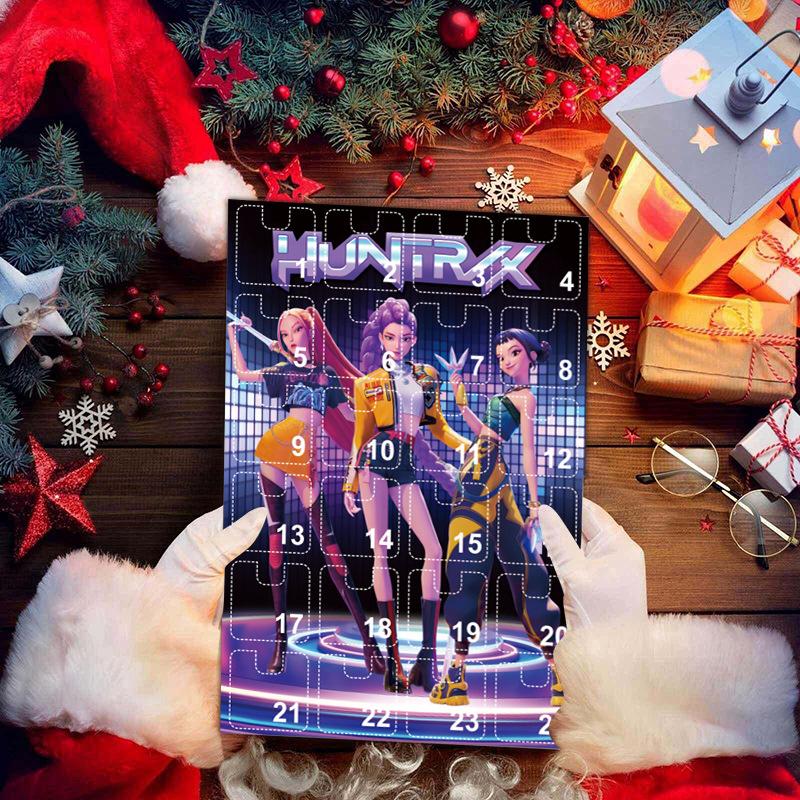 KPOP Caçadores de Bruxas Chaveiro Poke Calendário de Natal Feliz Caixa Surpresa Chaveiro de Carro Pingente Acrílico