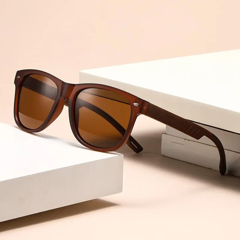 Neutral Fashion Classic Square Frame Wooden Leg Sunglasses Outdoor Leisure Travel Sunscreen Eye Protection Uv400 Sunglasses