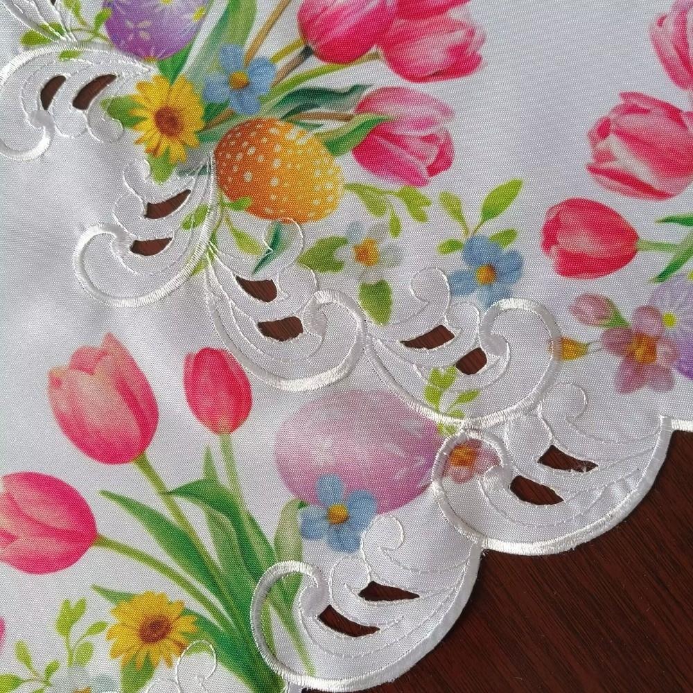 Little Chick Easter Table Flag Tulip Flower Anti Slip Rabbit Dining Table Cloth Oil-resistant Waterproof Easter Table Runner