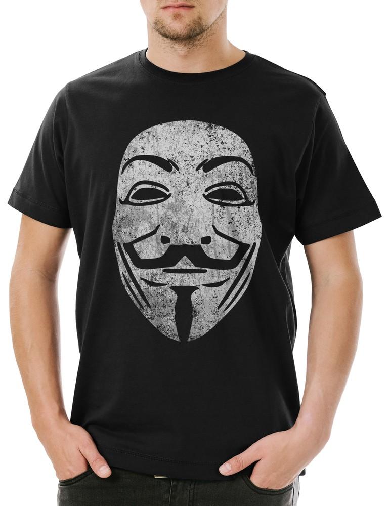 

Guy Fawkes Mask Vintage Mens T-Shirt V For Like Anonymous Vendetta Mask UK 3XL