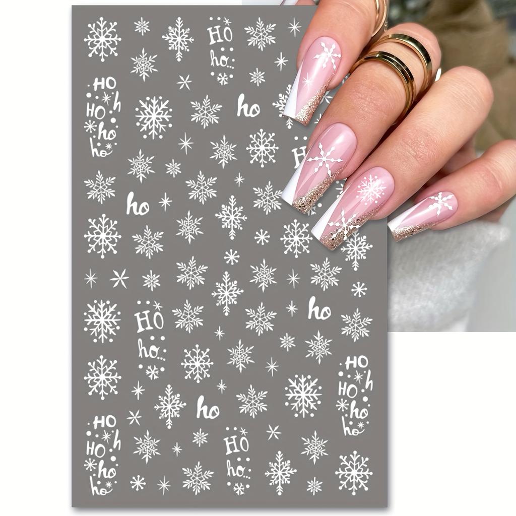 4pcs Christmas Nail Stickers with Snowflake Patterns, 3D Self-adhesive Paper Suitable for DIY Nail Art Ladies During Holidays