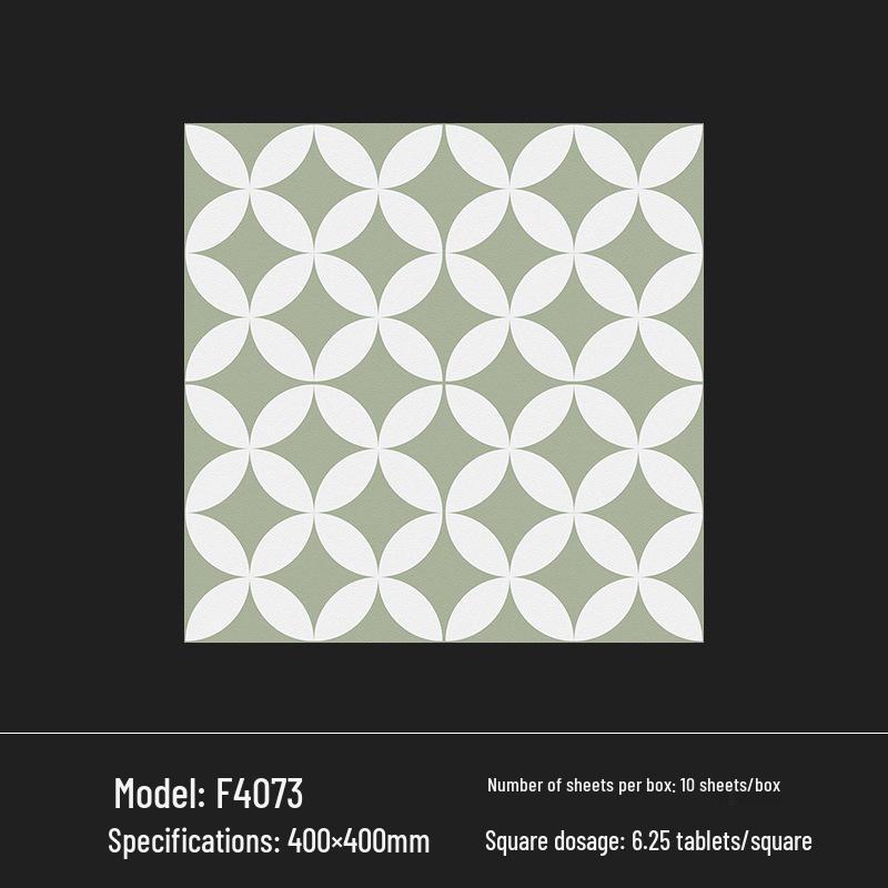 400x400 Zelená francouzská retro dlaždice s malým květinovým vzorem pro kuchyň, koupelnu, balkon a podlahu