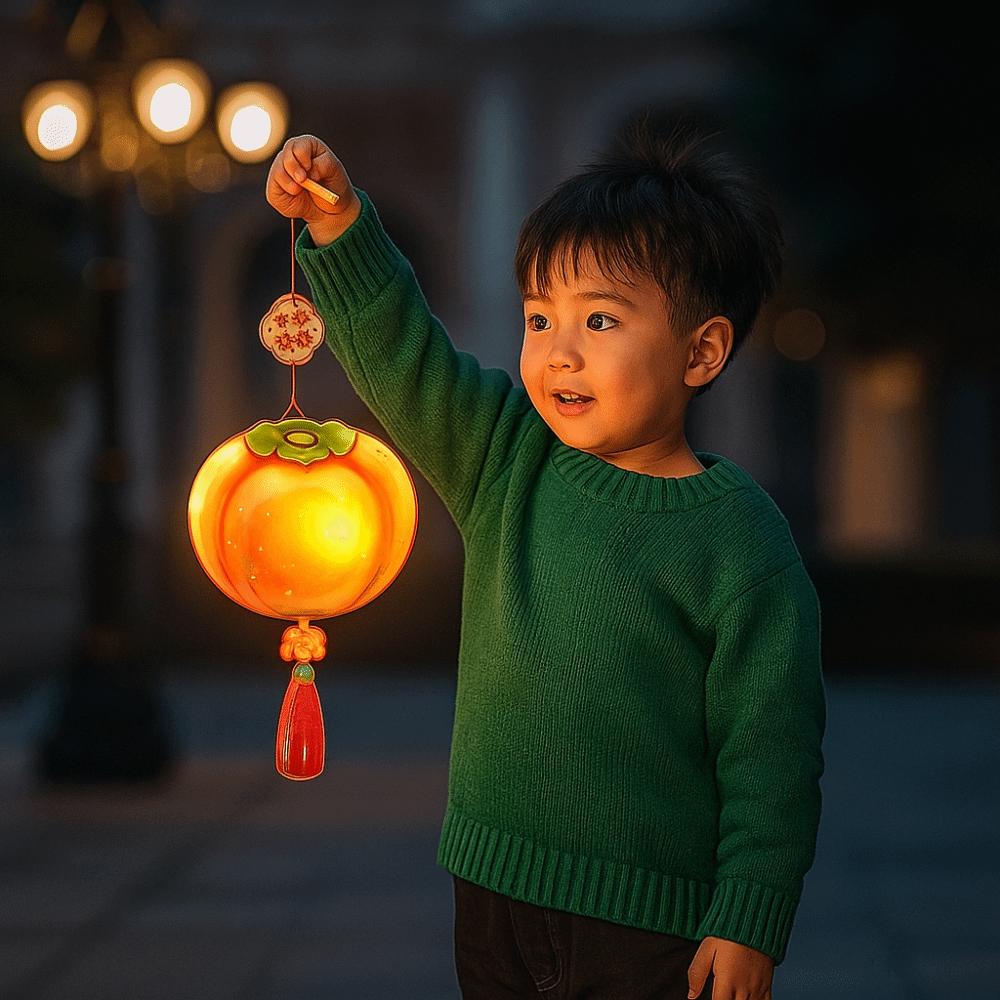 Handmade Persimmon Lantern Blessing Decorative with Tassel Handheld Lantern Glowing Props Material Package Flower Lanterns