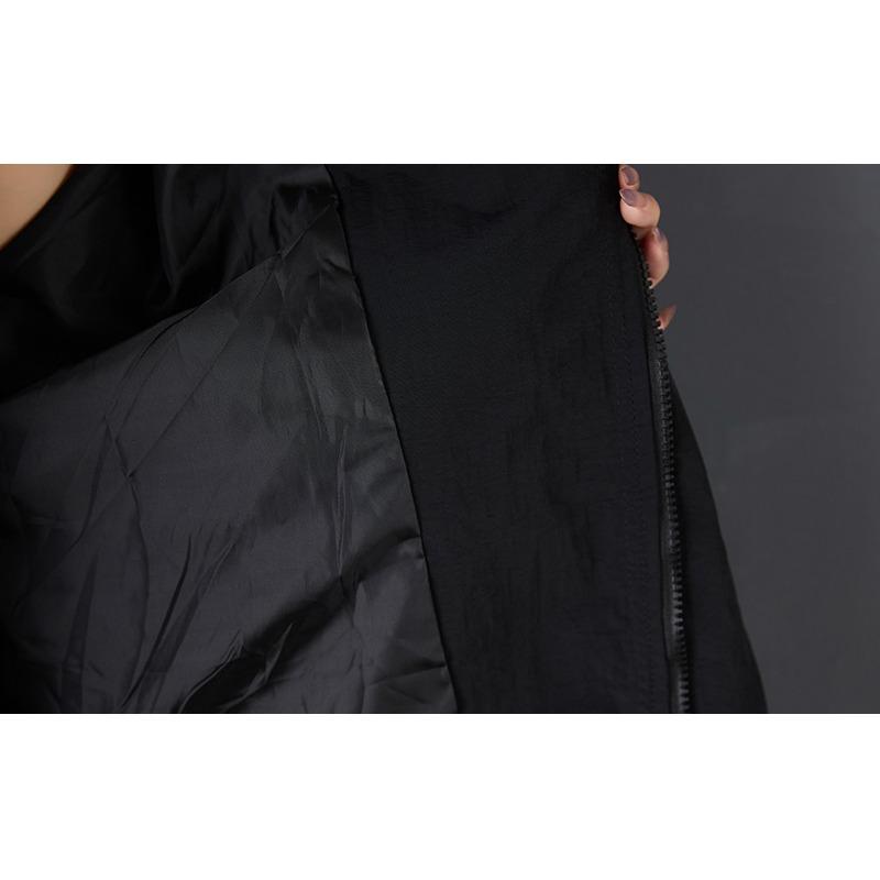 DIMANAF Plus Size Autumn Winter Women Coat Long Sleeve Jackets Vintage Casual Loose Outerwear Black Zipper