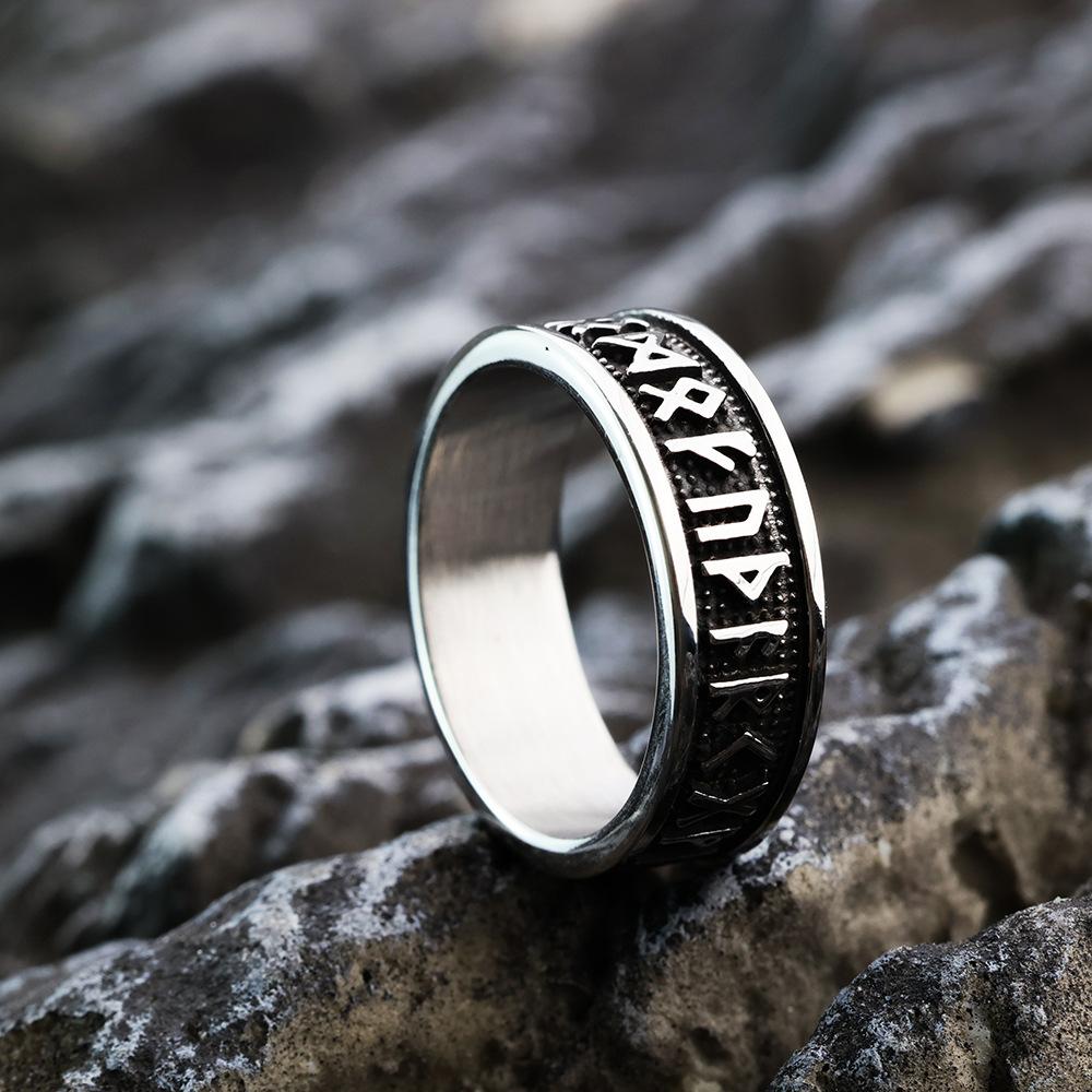 Viking Rune Ring Unisex Stainless Steel Retro Unisex Jewelry