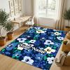 Floral Theme Soft Crystal Velvet Rug Custom Name & Text Print Non Slip Floor Rug for Bedroom Living Room