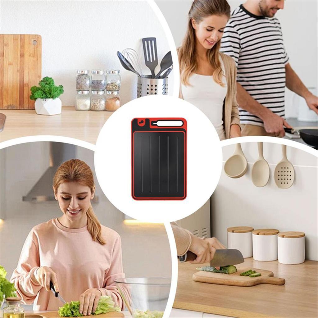 2025+ Defrost Tray Cutting Board Double-Sided Cutting Board Household Tray Tools for Meat with Cutting Board and Sharpener
