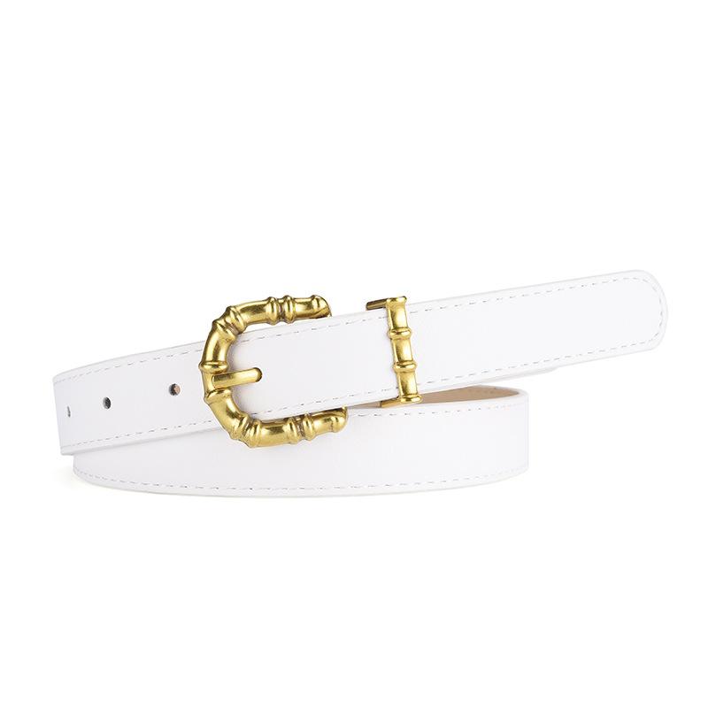 Slub Gold Buckle PU Firming PU Belt Slim Windbreaker Jeans Outer Waist Belt