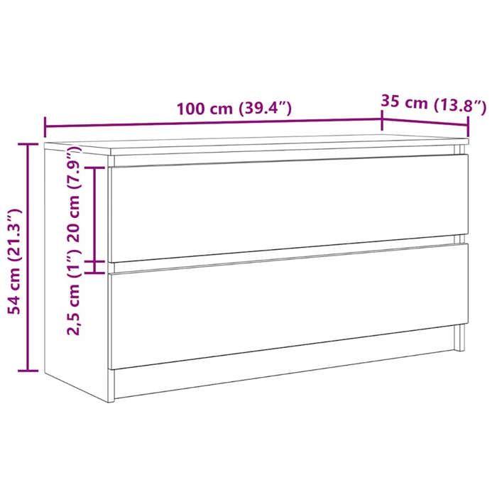 VidaXL Meuble TV noir 100x35x54 cm bois d'ingénierie, banc TV, meuble hifi, centre de divertissement, buffet TV, meuble 861806