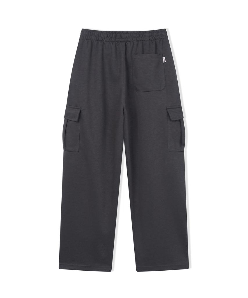 CAMEL WORK One-Pleat Wide Cargo Sweatpants (Charcoal)