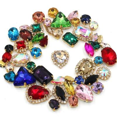 50pcs Set Glittering Multicolor Water Drop Rhinestone DIY Craft Mixed Claw Drill Buckle Crystal Buckle Handmade