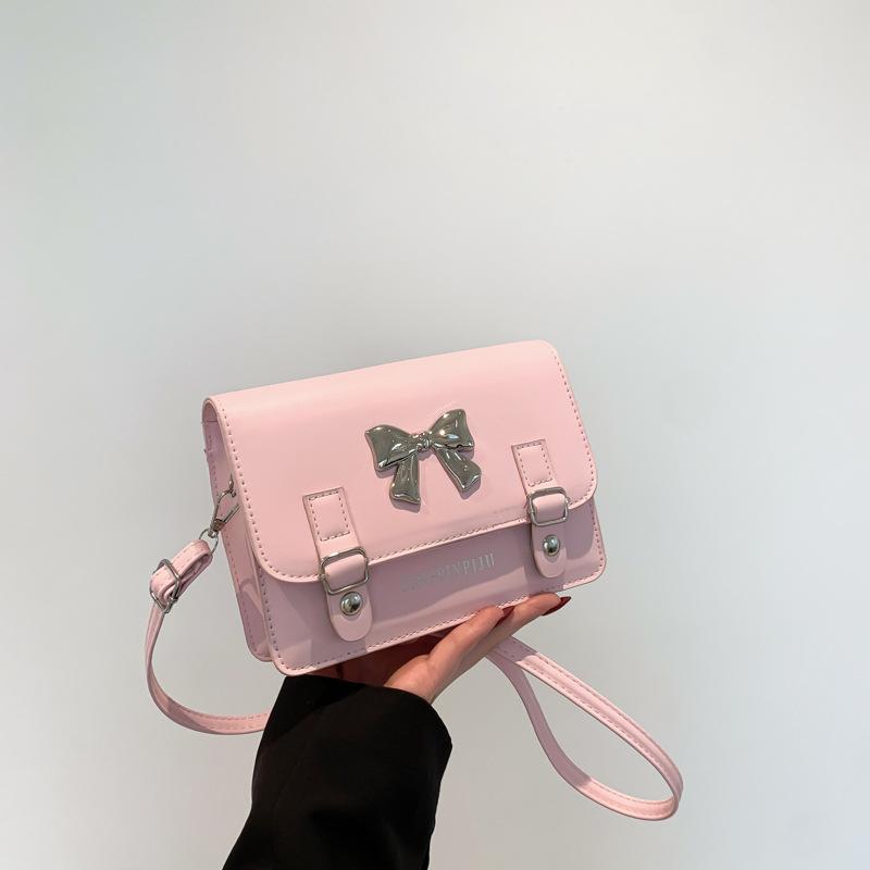 Bow Handbag Spring New Versatile Ins Gentle Texture One-shoulder Crossbody Bag Korean Style Small Square Bag