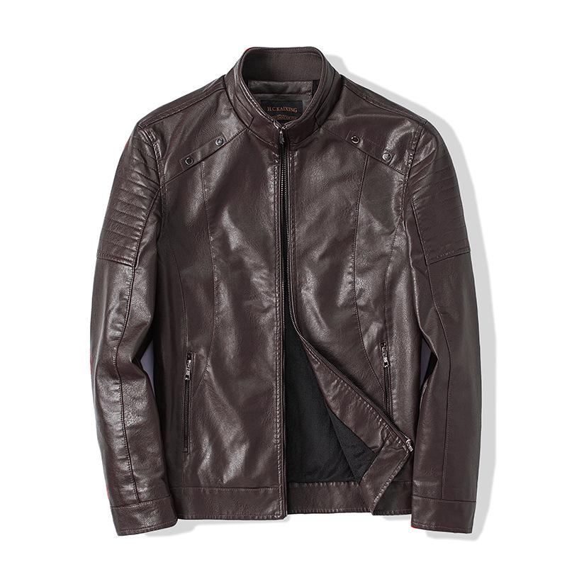 Autumn and Winter New Men's Korean Fashion Stand-up Collar Jacket Leather Jacket Tide