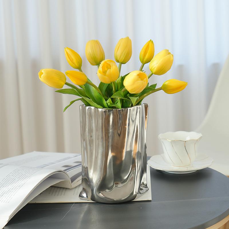 High-end simulated 5-head tulip bouquet, artificial soft rubber feel tulip bouquet