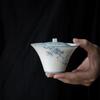 Artists Hand Painted Underglaze Porcelain Gaiwan Thin Bone China Teacup with Golden Pine for Tea Ceremony Gift