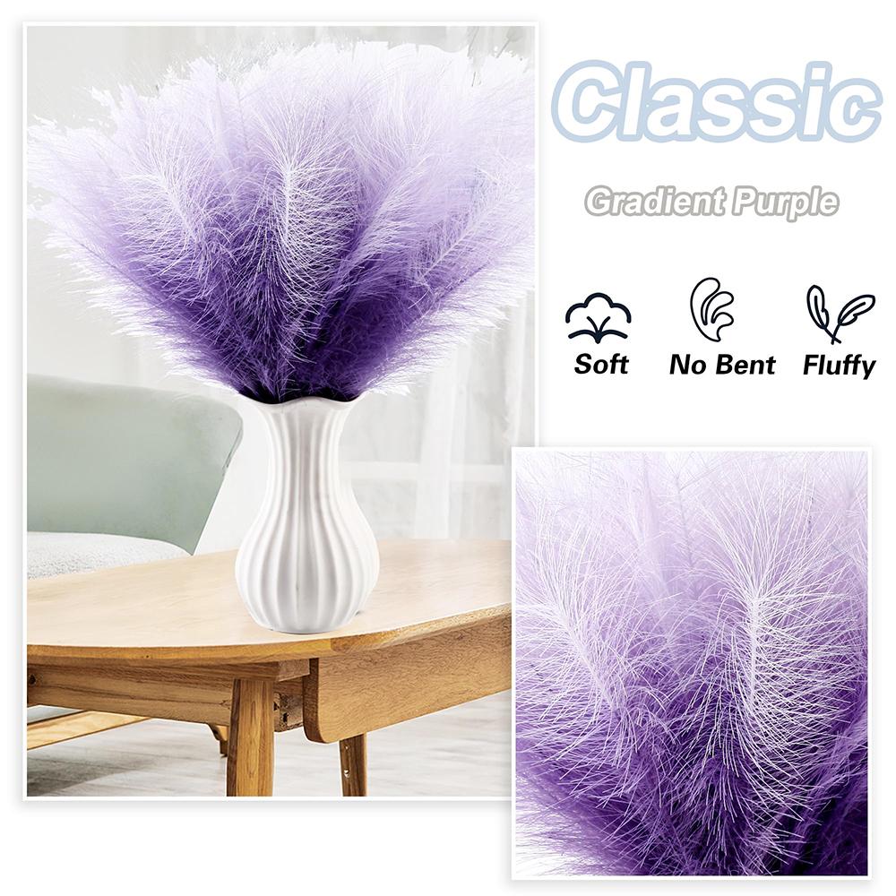 10pcs Artificial Boho Flower Faux Pampas Grass Fake Fluffy Reed Wedding Flower Arrangement Decorations Home Room Decor Flowers