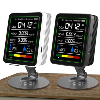 5-in-1 Carbon Dioxide Detector Formaldehyde Monitor with Holder Humidity Measurement Carbon Dioxide Detector Alarm Function